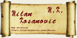 Milan Kosanović vizit kartica